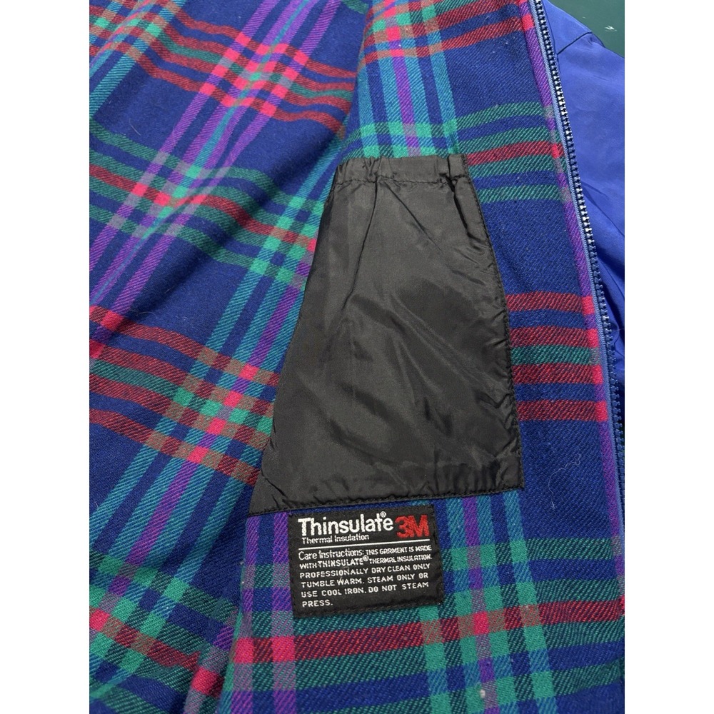 Vintage Pendleton Bomber Jacket Men M Lobo Blue Purple Plaid Wool Thinsulate 80s - Picture 15 of 16